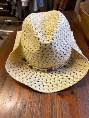 Beaded Straw Hat in Natural